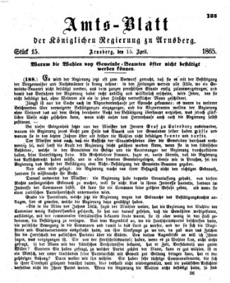 Amtsblatt für den Regierungsbezirk Arnsberg Samstag 15. April 1865