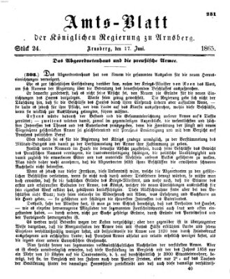 Amtsblatt für den Regierungsbezirk Arnsberg Samstag 17. Juni 1865