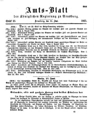 Amtsblatt für den Regierungsbezirk Arnsberg Samstag 24. Juni 1865