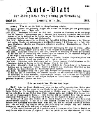 Amtsblatt für den Regierungsbezirk Arnsberg Samstag 15. Juli 1865