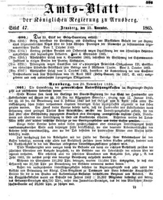 Amtsblatt für den Regierungsbezirk Arnsberg Samstag 25. November 1865