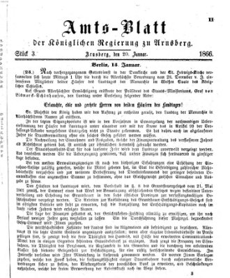 Amtsblatt für den Regierungsbezirk Arnsberg Samstag 20. Januar 1866