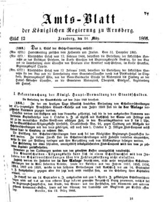 Amtsblatt für den Regierungsbezirk Arnsberg Samstag 24. März 1866