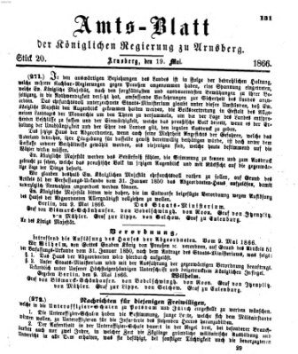 Amtsblatt für den Regierungsbezirk Arnsberg Samstag 19. Mai 1866