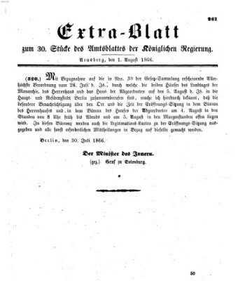 Amtsblatt für den Regierungsbezirk Arnsberg Mittwoch 1. August 1866