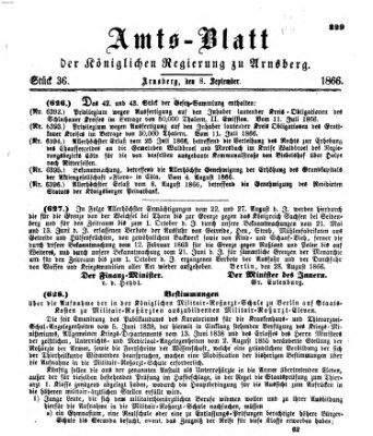 Amtsblatt für den Regierungsbezirk Arnsberg Samstag 8. September 1866