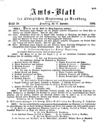 Amtsblatt für den Regierungsbezirk Arnsberg Samstag 22. September 1866