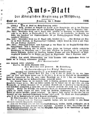 Amtsblatt für den Regierungsbezirk Arnsberg Samstag 6. Oktober 1866