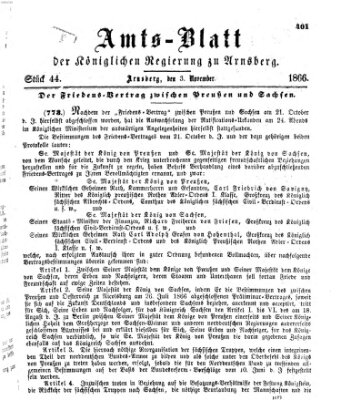 Amtsblatt für den Regierungsbezirk Arnsberg Samstag 3. November 1866