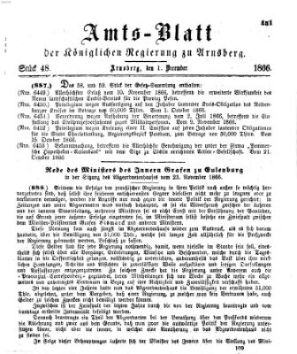 Amtsblatt für den Regierungsbezirk Arnsberg Samstag 1. Dezember 1866