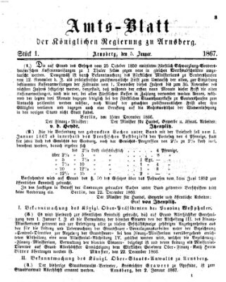 Amtsblatt für den Regierungsbezirk Arnsberg Samstag 5. Januar 1867