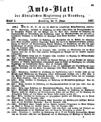 Amtsblatt für den Regierungsbezirk Arnsberg Samstag 12. Januar 1867