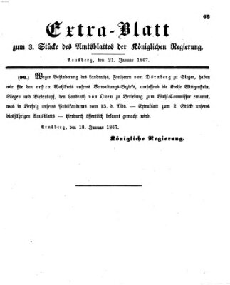 Amtsblatt für den Regierungsbezirk Arnsberg Montag 21. Januar 1867