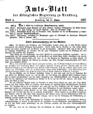 Amtsblatt für den Regierungsbezirk Arnsberg Samstag 26. Januar 1867