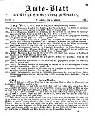 Amtsblatt für den Regierungsbezirk Arnsberg Samstag 9. Februar 1867