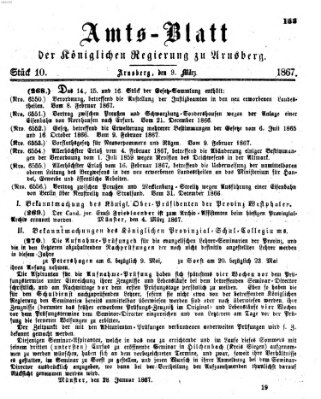 Amtsblatt für den Regierungsbezirk Arnsberg Samstag 9. März 1867