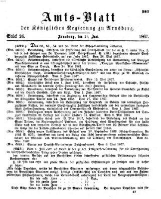 Amtsblatt für den Regierungsbezirk Arnsberg Samstag 29. Juni 1867