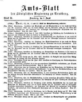 Amtsblatt für den Regierungsbezirk Arnsberg Samstag 3. August 1867