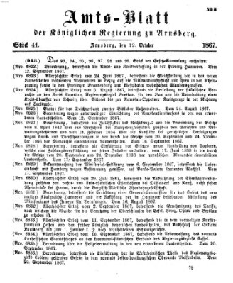 Amtsblatt für den Regierungsbezirk Arnsberg Samstag 12. Oktober 1867