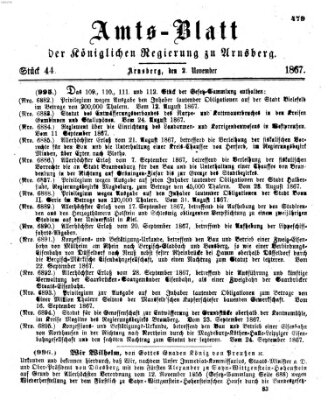 Amtsblatt für den Regierungsbezirk Arnsberg Samstag 2. November 1867