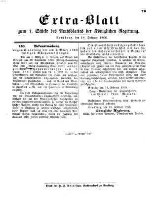 Amtsblatt für den Regierungsbezirk Arnsberg Dienstag 18. Februar 1868