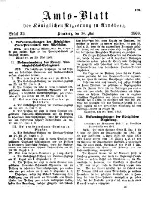 Amtsblatt für den Regierungsbezirk Arnsberg Samstag 30. Mai 1868