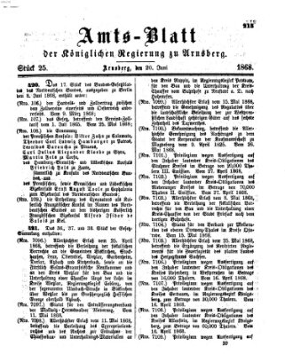 Amtsblatt für den Regierungsbezirk Arnsberg Samstag 20. Juni 1868