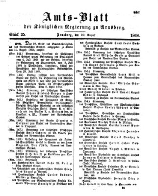 Amtsblatt für den Regierungsbezirk Arnsberg Samstag 29. August 1868