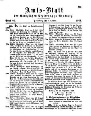 Amtsblatt für den Regierungsbezirk Arnsberg Samstag 3. Oktober 1868