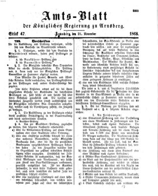 Amtsblatt für den Regierungsbezirk Arnsberg Samstag 21. November 1868