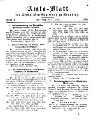 Amtsblatt für den Regierungsbezirk Arnsberg Samstag 9. Januar 1869