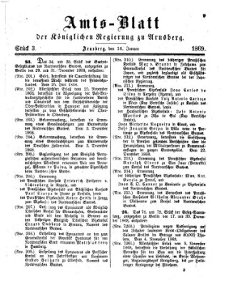 Amtsblatt für den Regierungsbezirk Arnsberg Samstag 16. Januar 1869