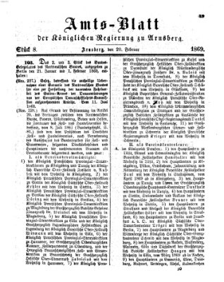 Amtsblatt für den Regierungsbezirk Arnsberg Samstag 20. Februar 1869