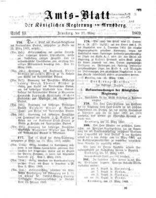 Amtsblatt für den Regierungsbezirk Arnsberg Samstag 27. März 1869