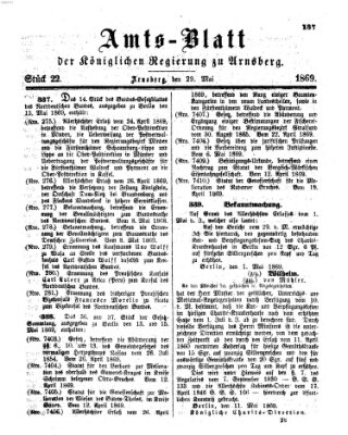 Amtsblatt für den Regierungsbezirk Arnsberg Samstag 29. Mai 1869