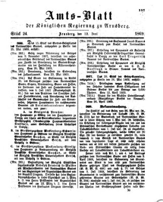 Amtsblatt für den Regierungsbezirk Arnsberg Samstag 12. Juni 1869