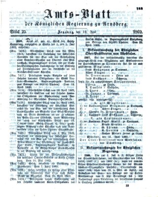 Amtsblatt für den Regierungsbezirk Arnsberg Samstag 19. Juni 1869