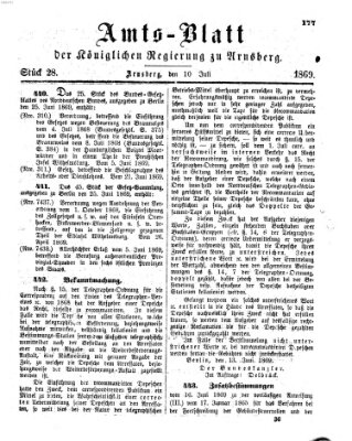 Amtsblatt für den Regierungsbezirk Arnsberg Samstag 10. Juli 1869