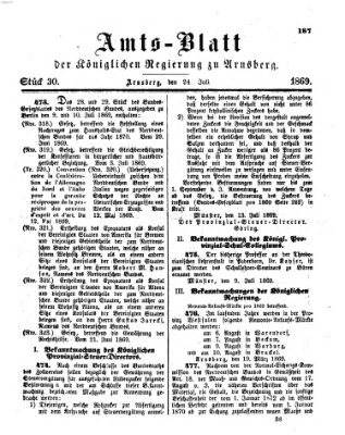 Amtsblatt für den Regierungsbezirk Arnsberg Samstag 24. Juli 1869