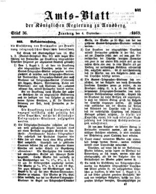 Amtsblatt für den Regierungsbezirk Arnsberg Samstag 4. September 1869