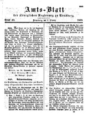 Amtsblatt für den Regierungsbezirk Arnsberg Samstag 2. Oktober 1869