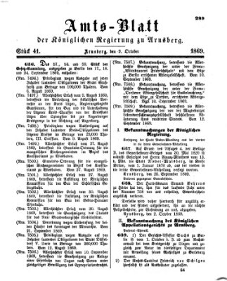 Amtsblatt für den Regierungsbezirk Arnsberg Samstag 9. Oktober 1869