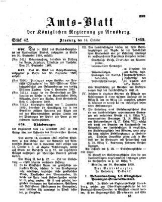 Amtsblatt für den Regierungsbezirk Arnsberg Samstag 16. Oktober 1869