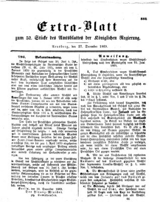 Amtsblatt für den Regierungsbezirk Arnsberg Montag 27. Dezember 1869
