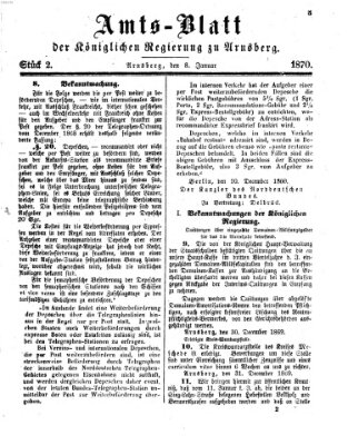 Amtsblatt für den Regierungsbezirk Arnsberg Samstag 8. Januar 1870