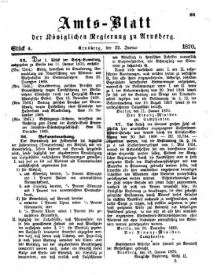 Amtsblatt für den Regierungsbezirk Arnsberg Samstag 22. Januar 1870