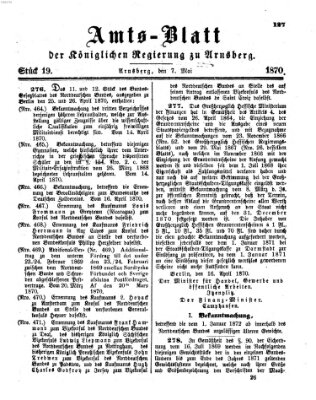 Amtsblatt für den Regierungsbezirk Arnsberg Samstag 7. Mai 1870