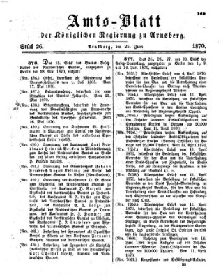 Amtsblatt für den Regierungsbezirk Arnsberg Samstag 25. Juni 1870