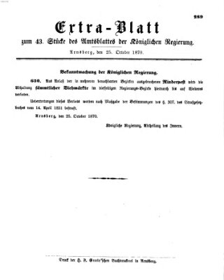 Amtsblatt für den Regierungsbezirk Arnsberg Dienstag 25. Oktober 1870