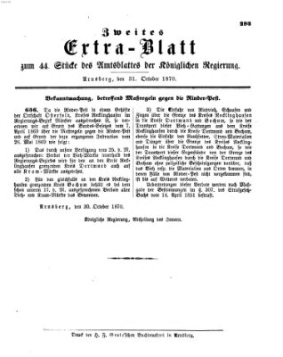 Amtsblatt für den Regierungsbezirk Arnsberg Montag 31. Oktober 1870